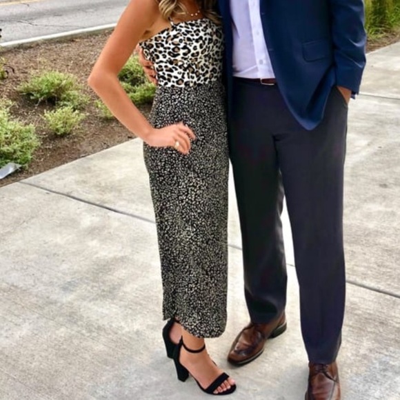 Lulus Being Bold Leopard Print Satin Midi Slip Dress Small - Picture 5 of 8